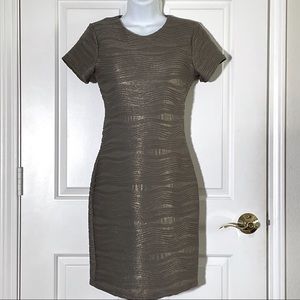 Bar III Bronze Metallic Waves Body-Con Dress ✨New!